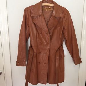 Leather Trench Coat Camel/ brown/ size M